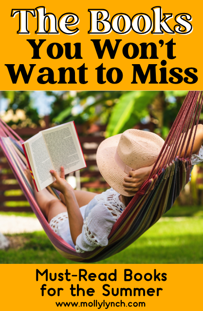 A person in a sunhat reads a book while lying in a hammock outdoors. Bold, yellow and black text highlights Must Read Books for 2025, making this image perfect for summer reading inspiration.